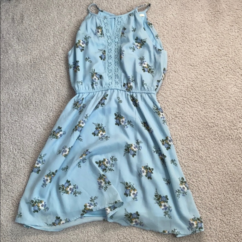 blue flower mini dress